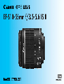 Canon Camera Lens 18-55mm f/3.5-5.6 IS owners manual user guide