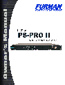 Furman Sound Power Supply PS-PRO II owners manual user guide