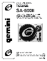 Gemini Turntable SA-600 owners manual user guide