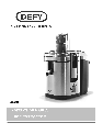 Defy Appliances Juicer JE210 owners manual user guide
