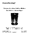 Franklin Industries, L.L.C. Coffeemaker pFR1730 owners manual user guide