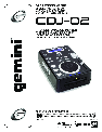 Gemini CD Player CDJ-02 owners manual user guide