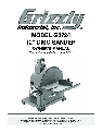 Grizzly Sander G0724 owners manual user guide