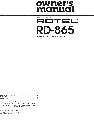 Rotel Cassette Player RD-865 owners manual user guide