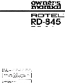 Rotel Cassette Player RD845 owners manual user guide