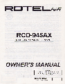 Rotel CD Player RCD-945AX owners manual user guide