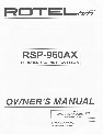 Rotel DVD Recorder RDA-985 owners manual user guide