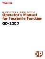 Toshiba Fax Machine GD-1200 owners manual user guide