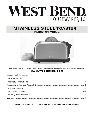West Bend Toaster STAINLESS STEEL TOASTER owners manual user guide